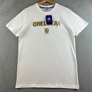 NWT Chelsea FC Mens Metallic Print T-Shirt Cream Gold Pride of London Small